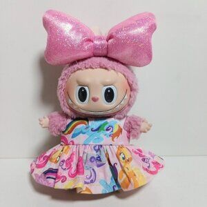 Labubu My Little Ponies Rainbow Dash Dress and Sparkle Bow Outfit